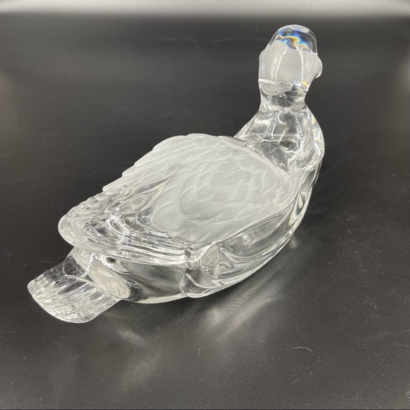 Vintage Clear Glass Duck Dish w/ Fitted Lid Clear & Frosted Heavy - Picture 4 of 11